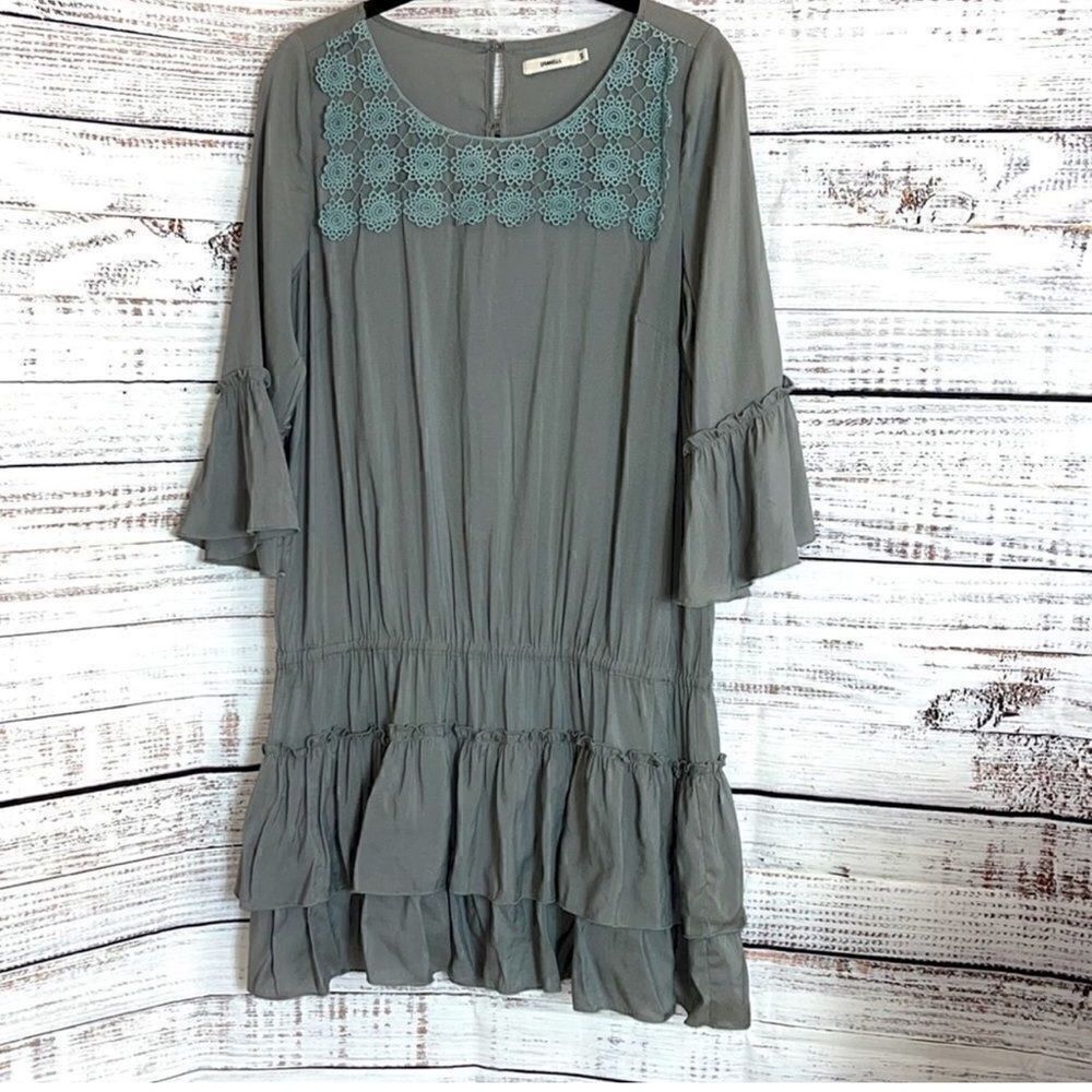 Darnella Dress Womens Size Small chiffon mini embroidered tiered Ruffle Boho